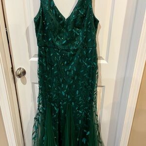 Emerald Green Sequin Evening Gown